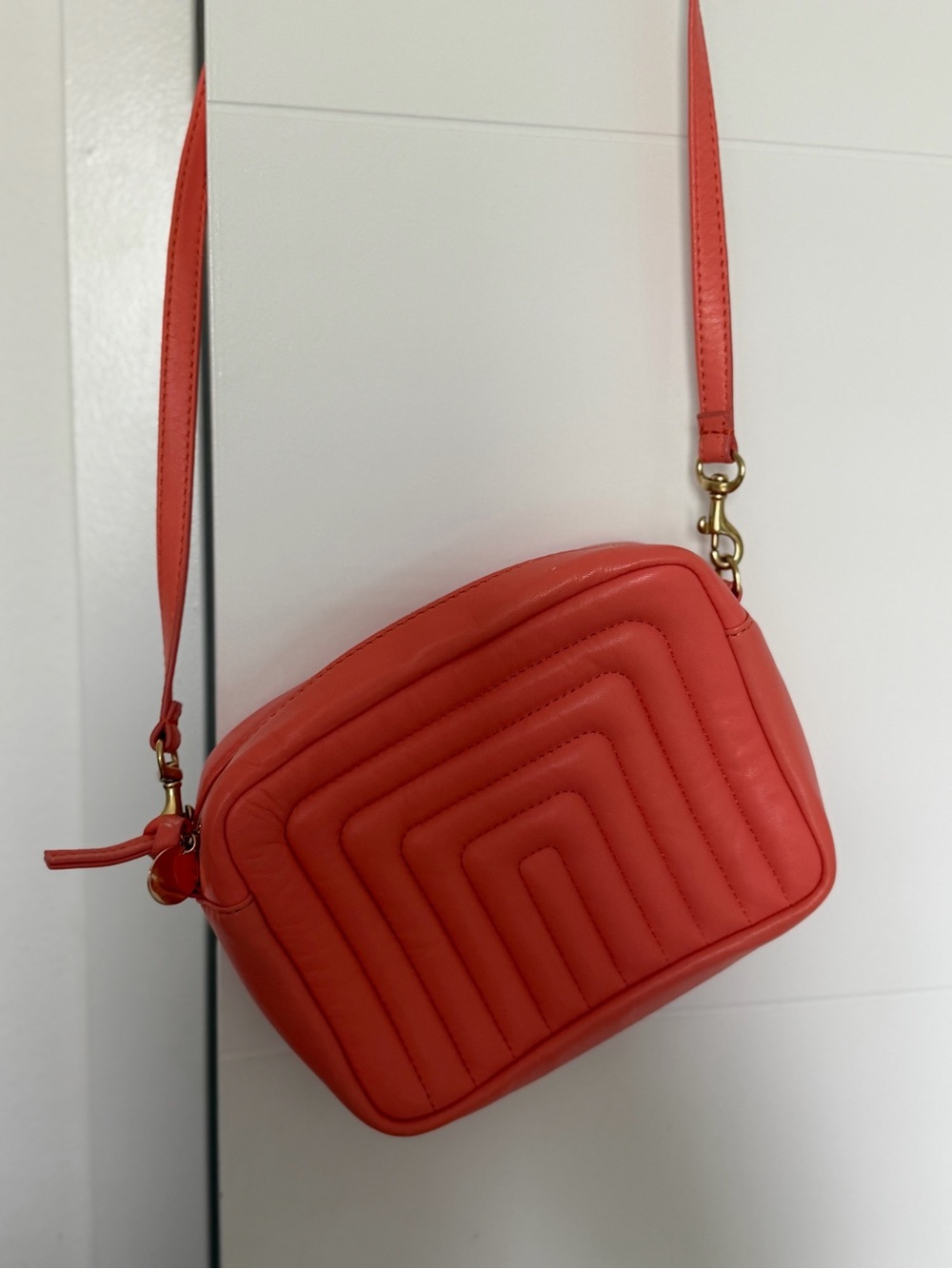 Clare V Quilted Crossbody Handbag in Coral - Picture 1 of 5